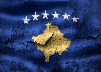 3D-Illustration of a Kosovo flag - realistic waving fabric flag