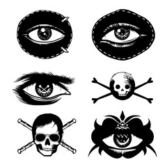 eye, eyes, woman, vector, cartoon, face, illustration, beauty, skull, design, art, black, eyebrow, fashion, iris, icon, eyelashes, eyelash, makeup, people, head, drawing, brown, vision, eyeball
