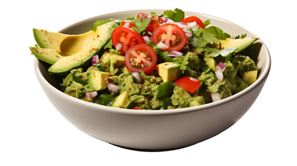 Homemade Guacamole with Tomatoes on Transparent Background.