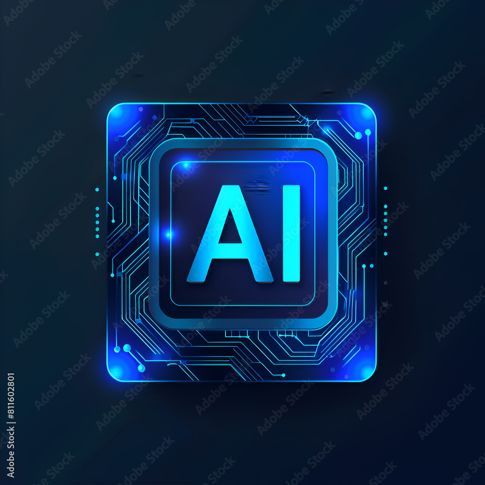 Aufkleber a blue square with the letters ai on it. the square is filled with blue lines and dots. generative a