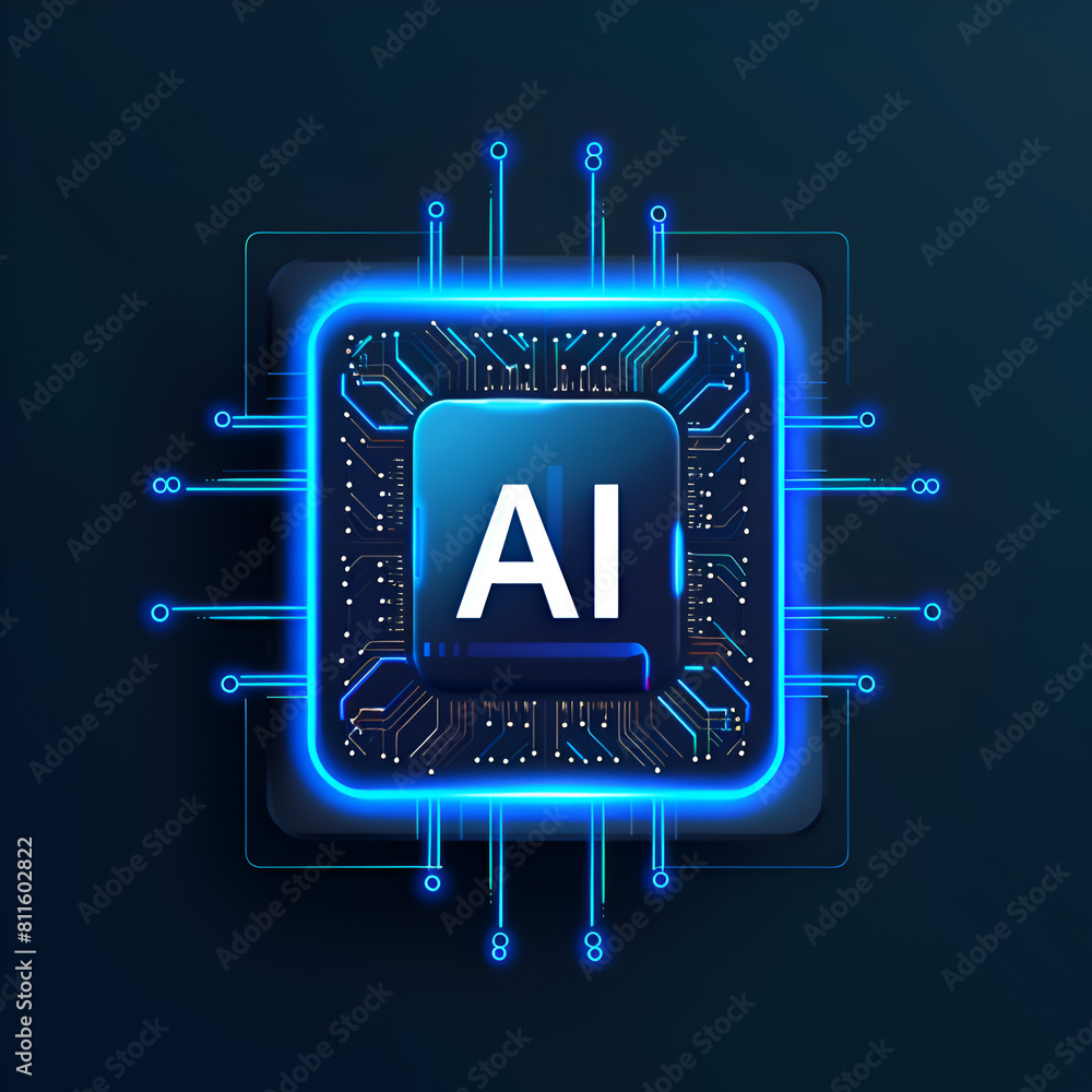 Aufkleber a blue square with the letters ai on it. the square is filled with blue lines and dots. generative a
