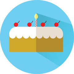 Birthday Cake With Shadow on a Blue Rounded Background
