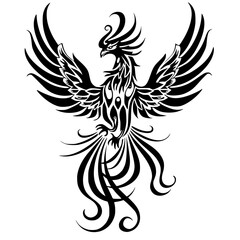 tattoo, vector, design, tribal, bird, pattern, illustration, flower, ornament, decoration, floral, art, silhouette, phoenix, black, element, symbol, fire, leaf, logo, swirl, nature, wing, animal, drag
