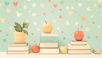 Minimalist back to school education banner background pastel color.