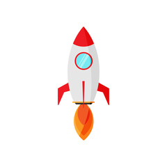 Rocket spaceship take off, isolated illustration,Vector illustration. Flat design.