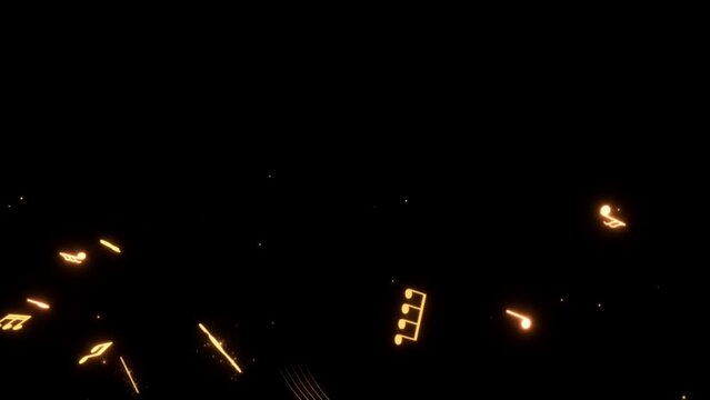 Flying Music Notes Animation, Rendering, Background, Loop, 4k