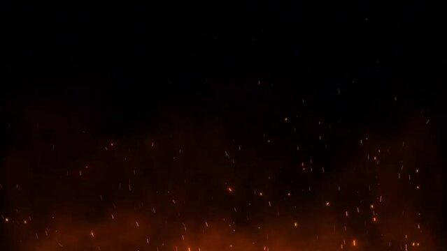 4K fire gold spark isolated on black background