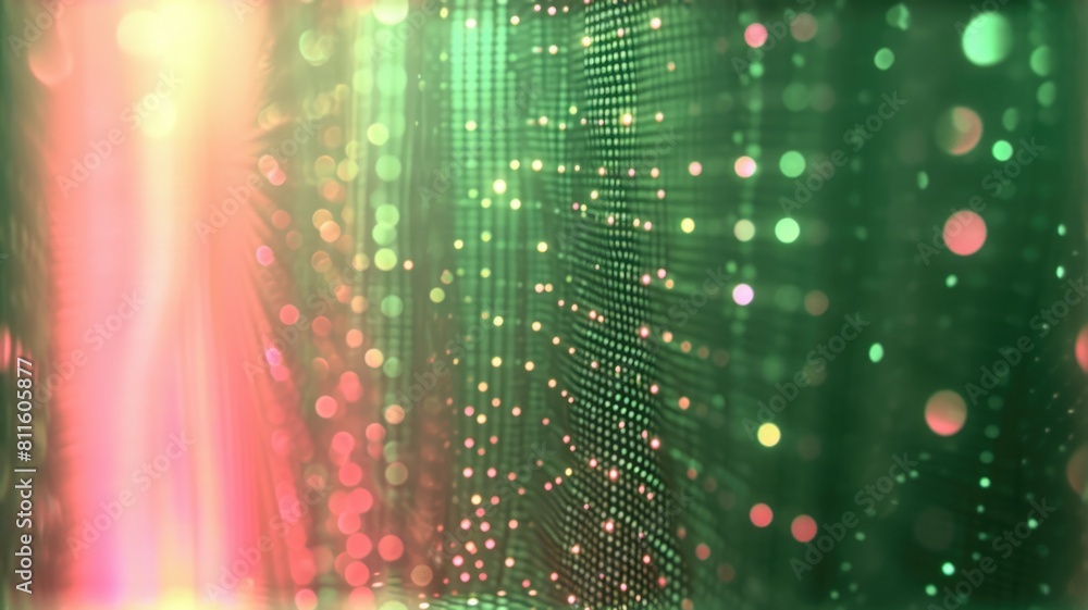 Poster the green pink abstract picture in form of the brightly reflecting wave that seems like soft yet loo