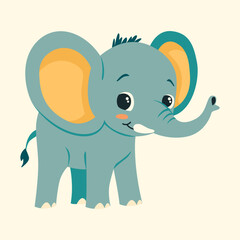 Elephant hand drawing illustration on white background. Vector cartoon african animal