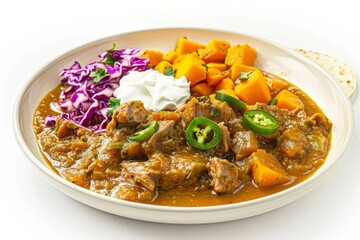 Spicy Pork and Sweet Potato Stew with Creamy Greek Yogurt and Freshly Made Corn Tortillas