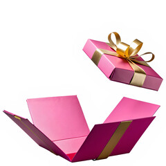 gift boxes red and white color with gold ribbons opened