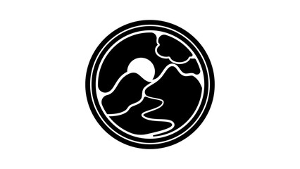 Mountains logo, black isolated silhouette