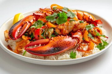 Tantalizing 3 Pepper Lobster Stir-fry with Zesty Lemon Garnish