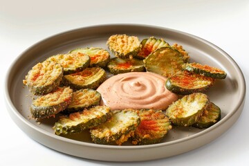 Crispy Fried Pickles Served with Vibrant Horseradish Sauce