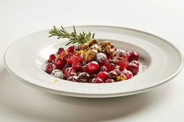 Vibrant Cranberry Walnut Relish in a Porcelain Dish