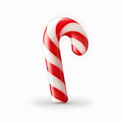 Striped red and white 3d candy cane. Generative AI.
