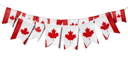 bunting cut red handdrawn canada design horizontal watercolour white flag prints patriotic colour shape decoration decor rectangular art frames clip out element bright drawing garland canadian