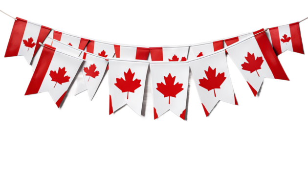 bunting cut red handdrawn canada design horizontal watercolour white flag prints patriotic colour shape decoration decor rectangular art frames clip out element bright drawing garland canadian