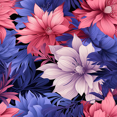 Flowers digital art seamless pattern, the design for apply a variety of graphic works