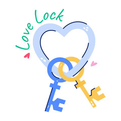 Check out flat sticker of a love lock 