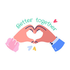 Beautifully designed flat sticker of making heart 