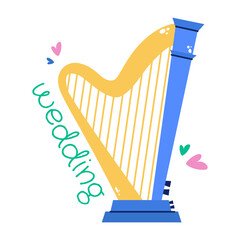 Grab this flat sticker of a wedding harp 