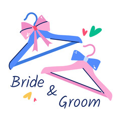 Trendy flat sticker of wedding hangers 