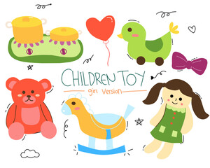 Set of vector related to children day, children Toys 