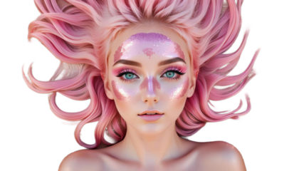 desert portrait glowing stares feels ot outdoor stunning sun breeze face glitter eyelashes hair skin pink girl flutter camera pastel glistering person eyelash fashion beauty style unique creative