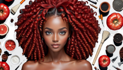 african ng black hair eyes woman beautiful face long ethnic model red created interesting grey beauty portrait close curly skin hairdo redhead young female mixed race american afro lux people girl