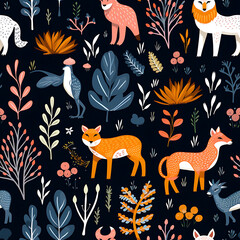 Animals digital art seamless pattern, the design for apply a variety of graphic works