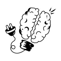 Editable hand drawn icon of creative mind