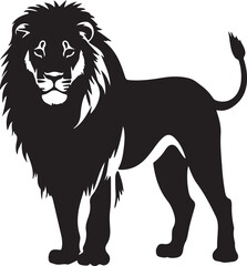 Lion Silhouette Vector Illustration White Background
