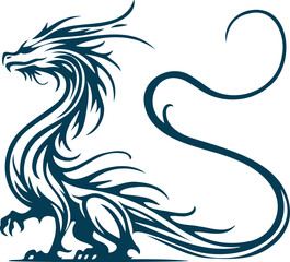 Timeless mythical dragon in a minimalist vector illustration