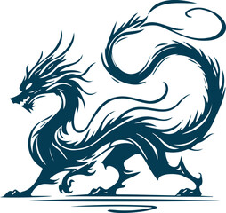 Dragon Classic mythical being captured in a clean vector design