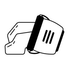 Editable glyph icon of a dirty laundry container 