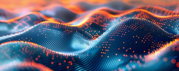 Fototapeta premium Abstract Digital Waves with Glowing Dots.