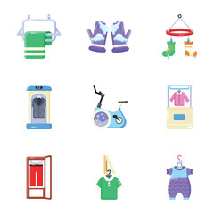 Set of Cloth Washing Flat Icons 

