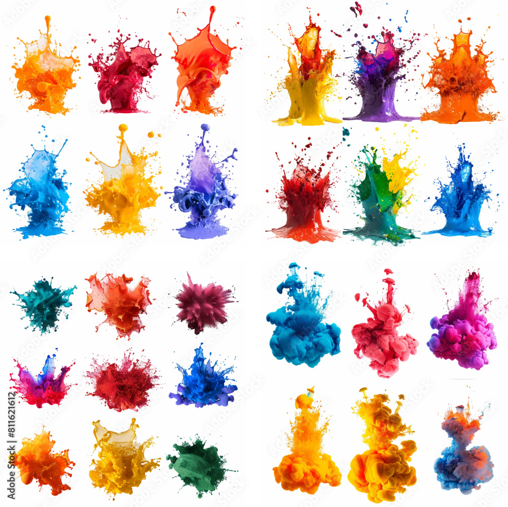 Canvas Prints splatter spot stain splashing explosion ink rainbow spray smoke vibrant creativity watercolor paint