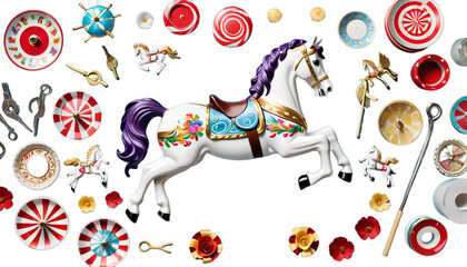 carousel horse circus roundabout vintage cartoon entertainment amusement carnival tent fun illustration park watercolor luna retro childish childhood blue baby white hand-drawn painting attraction