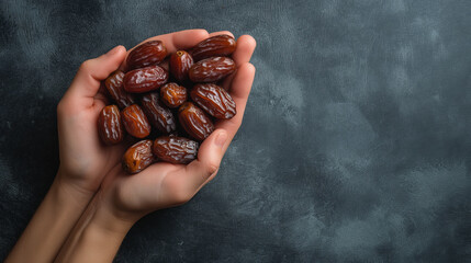 Hand-holding Medjool dates