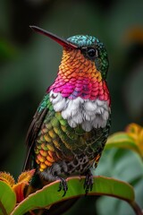 Fototapeta premium Hummingbirds on a clear background. A small bird in its natural habitat