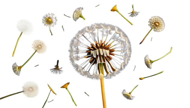 pusteblume im abendlicht blowball summer evening mood vacation soul recreation relaxation sun sunset awaken spirit hover stem pollen spring taraxacum heaven air wind eddy flower environment stillness