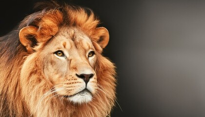 Fototapeta premium Roaring Majesty: Frontal View of Lion Against Black Background