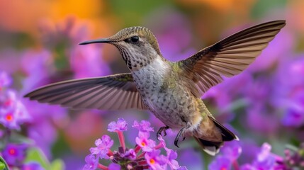 Hummingbirds on a clear background. A small bird in its natural habitat