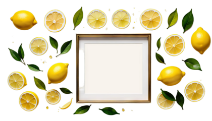 watercolor frame lemon flower border floral leaf nature design vector pattern spring decoration card art plant summer green tree branch yellow invitation ornament fresh