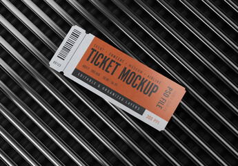 Ticket Mockup on Dark Metallic Background