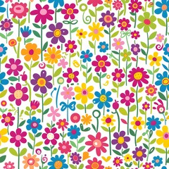 Colorful flower background tile seamless pattern