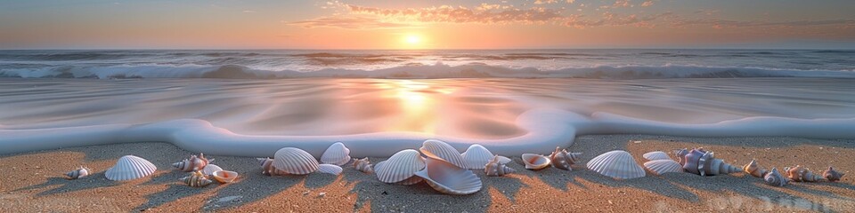 Coastal Tranquility A Serene Sunset Embrace on the Sandy Shore