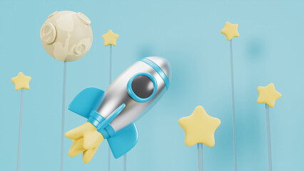 Rocket illustration isolated stylised children background